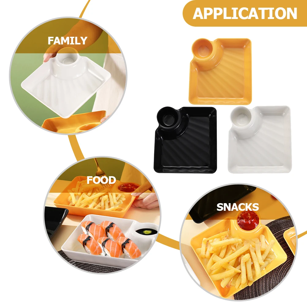 

3pcs Snack Tray Plastic Dessert Serving Lightweight Food Service Trays French Fries Sushi Dumpling Noodle Containers