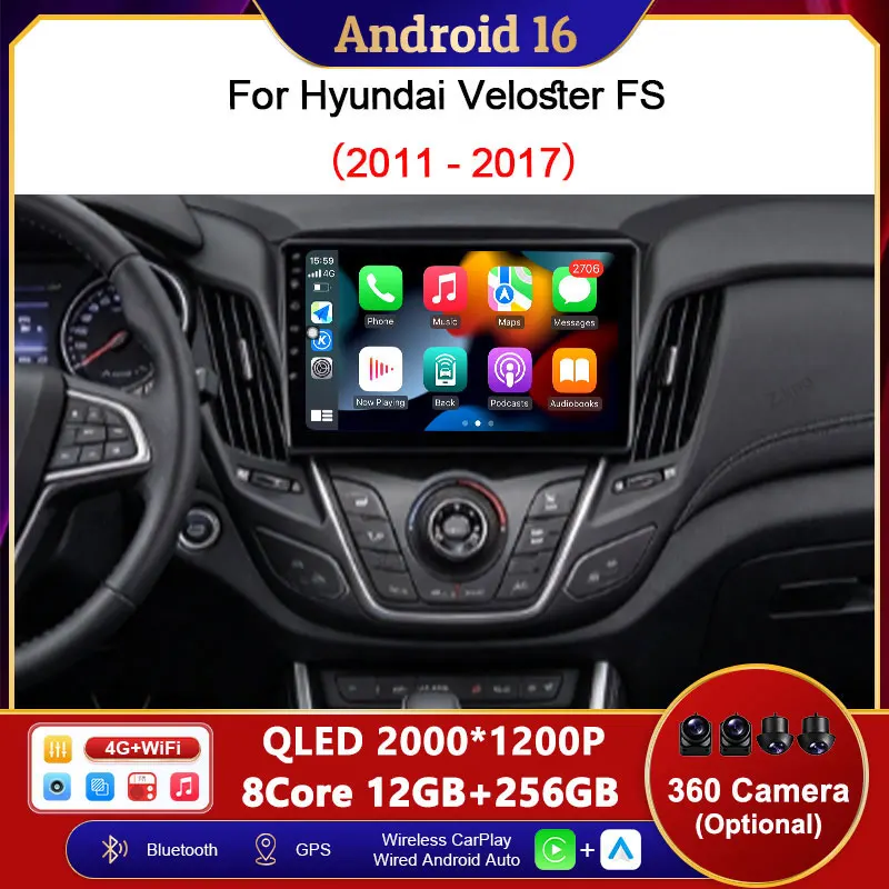 9 inch For Hyundai Veloster FS 2011 - 2017 GPS Navigation Split Screen Bluetooth Wireless CarPlay Autoradio Auto Tools Head Unit
