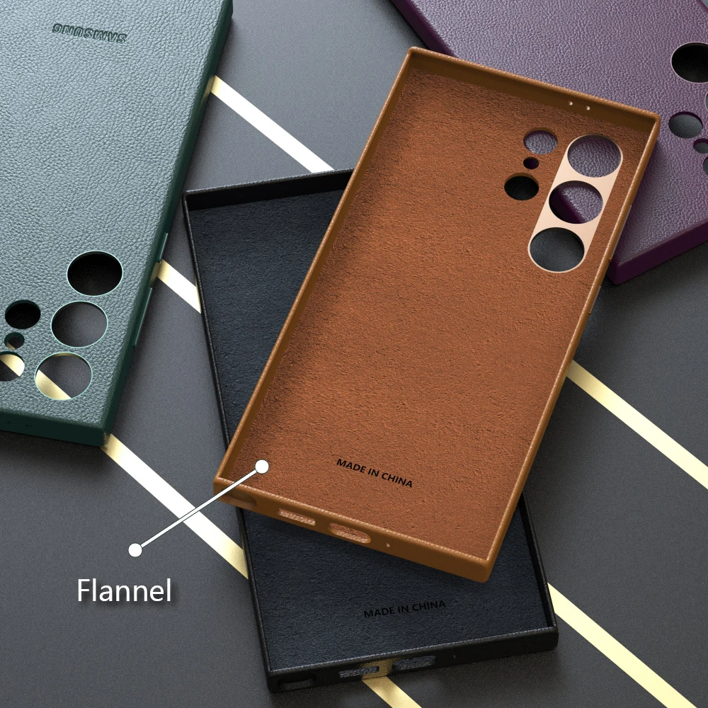 Leder-Handyhülle für Samsung Galaxy S24 Ultra S24 Sense of Luxury S24Ultra S24 FE S24 Plus S24Plus einfarbige Vollabdeckung – Detail 4