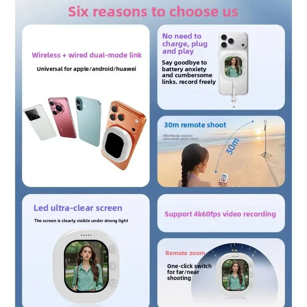 Wireless Mini Wireless Projector Magnetic Screen Projection Magnetic Phone Projector Selfie Video Rear Camera Projector