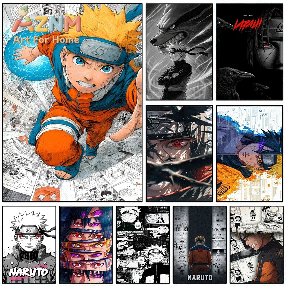 Anime Naruto Canvas Wall Art Young Naruto Rasengan Manga Background Poster Unframed Canvas Painting Bedroom Living Room Home W
