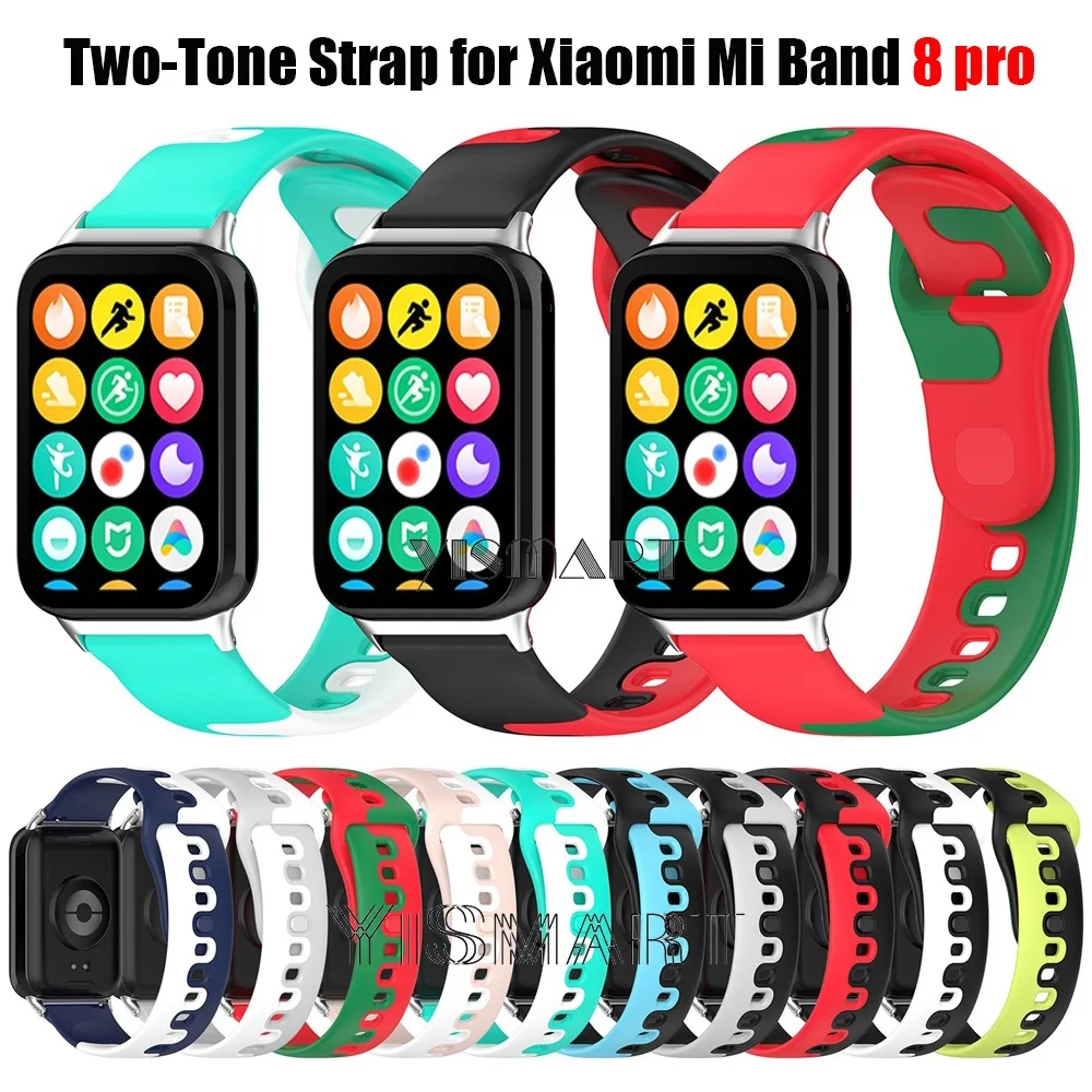 Two-Tone Silicone Strap for Xiaomi Mi Band 8 Pro WristBand for Xiaomi Smart Band 8pro Bracelet Band Watchband Sport