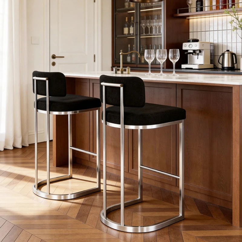 Vintage Bauhaus-style bar chairs, designer industrial style, bar, clear bar, dining bar, stainless steel high stool, minimalist