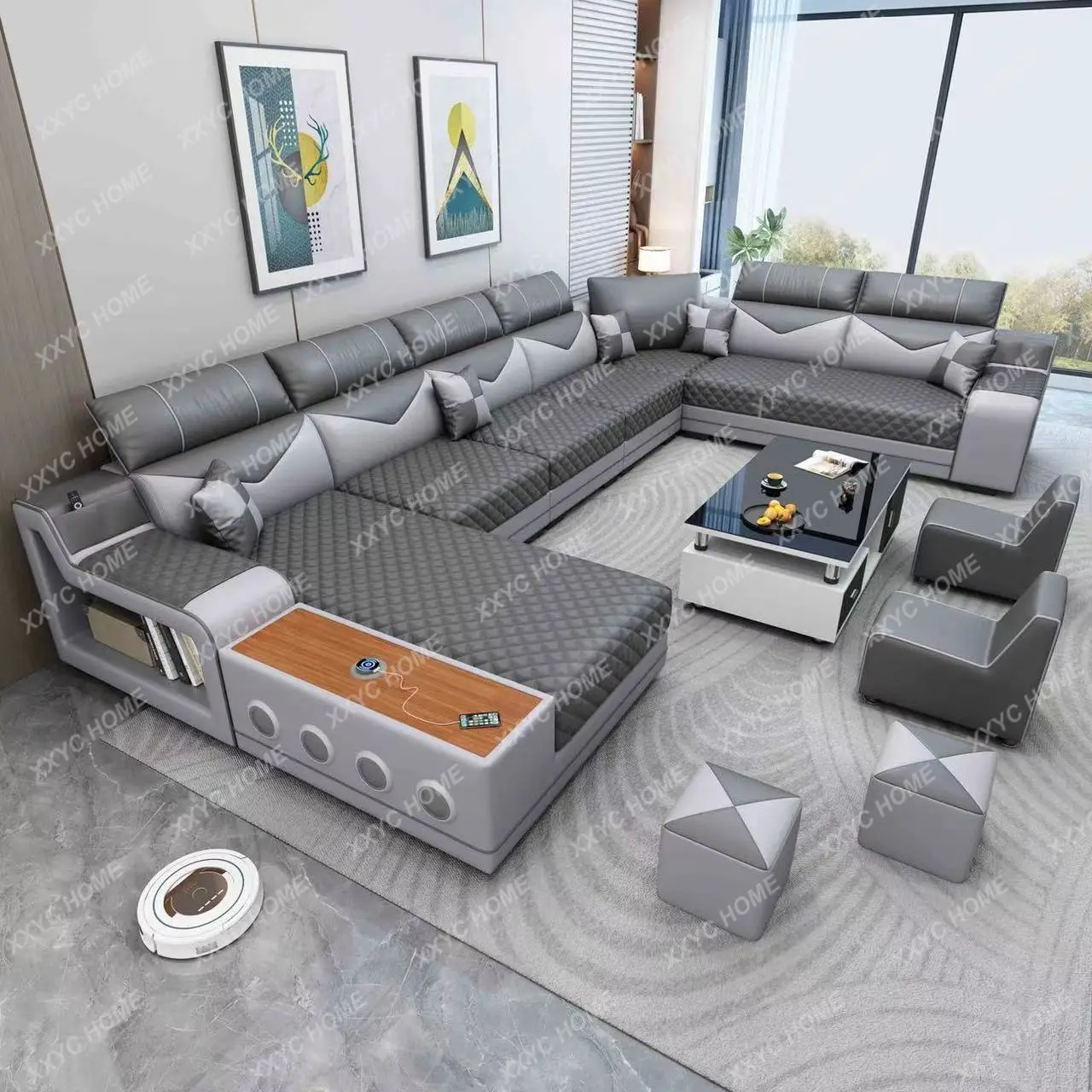 Sofa living room technology cloth sofa modern simple size apartment household cat skin latex sofa combination