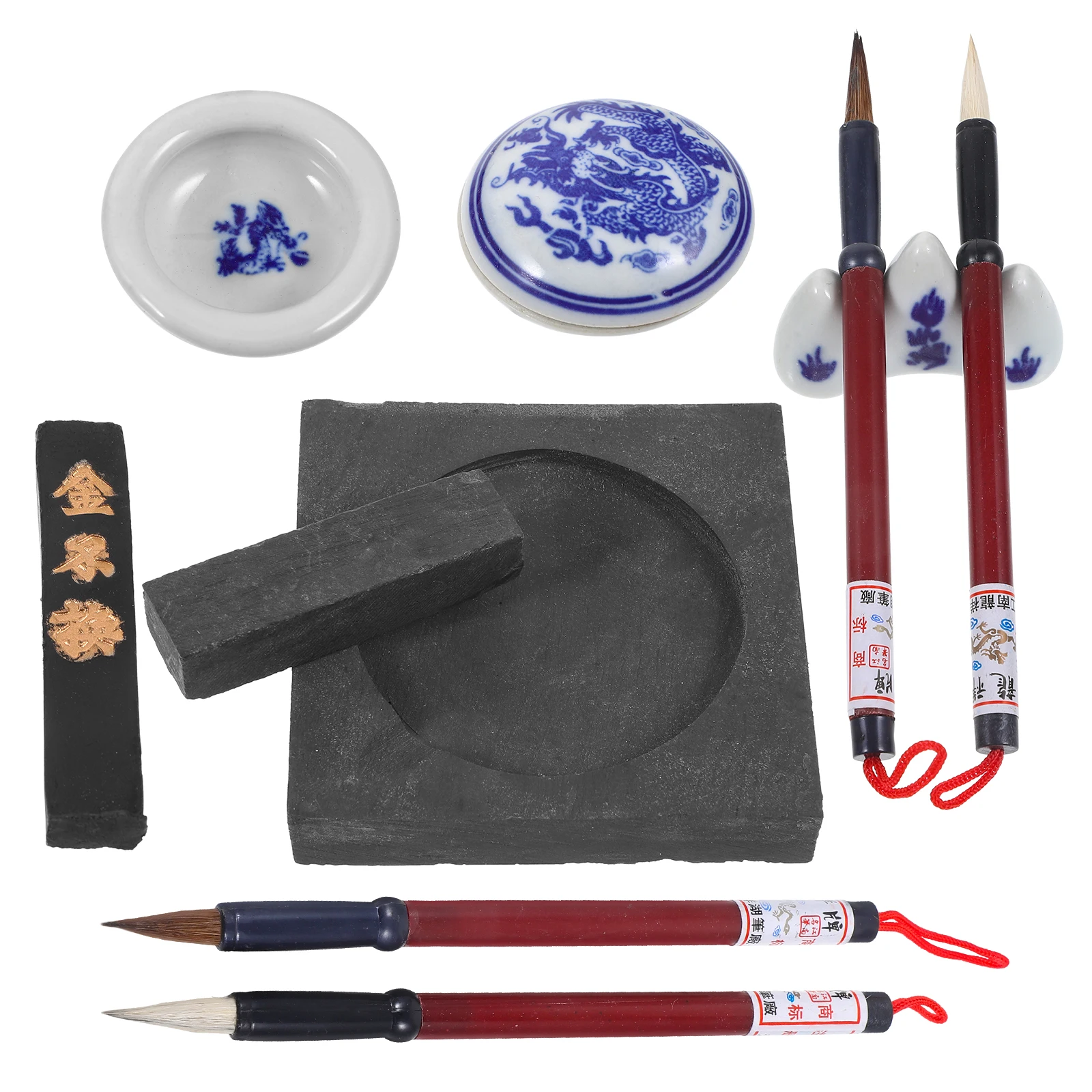 

Four Treasures Set Writing Brush Calligraphy Beginners Pen Stencil Chinese Ink Wood Beginner Kits Storage Supplies