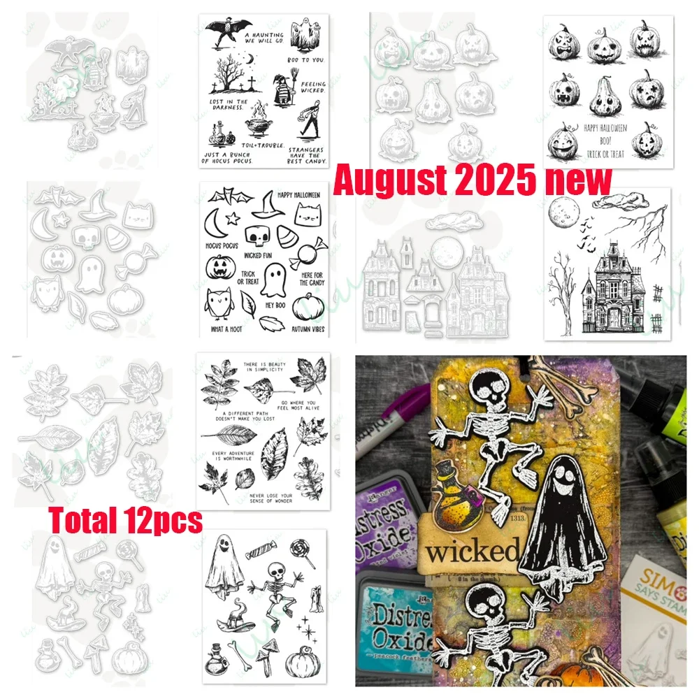 

Halloween Doodles Pumpkinhead Ghost Metal Cutting Dies and Stamps for DIY Handmade Scrapbook Diary Photo Album 2025 August New