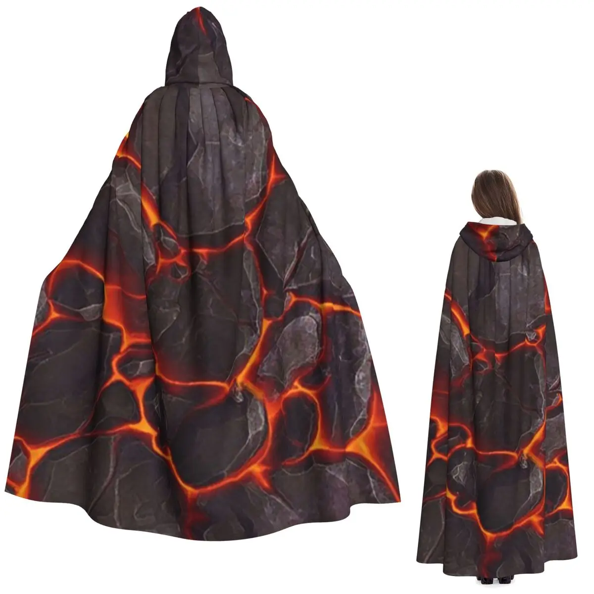 

Volcanic Lava Long Hooded Cloak Witch Medieval Costume Cosplay Cape HalloweenVampire Adult Unisex