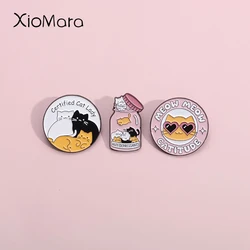 Alfileres esmaltados de gato para mujer, broches antidepresión para gatos, insignias de solapa, joyería de salud Mental personalizada, regalo para amantes de las mascotas