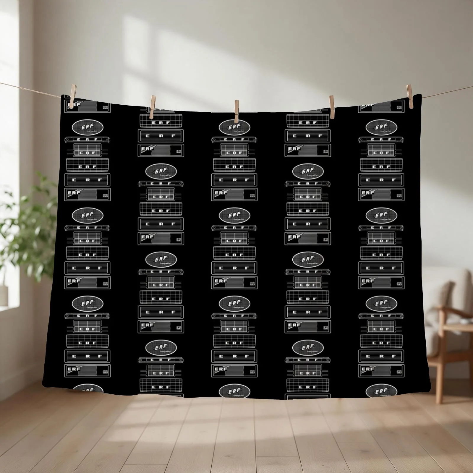 ERF classic British wagons evolution white outlines Throw Blanket couch cozy soft plush fuzzy picnic outdoor blanket