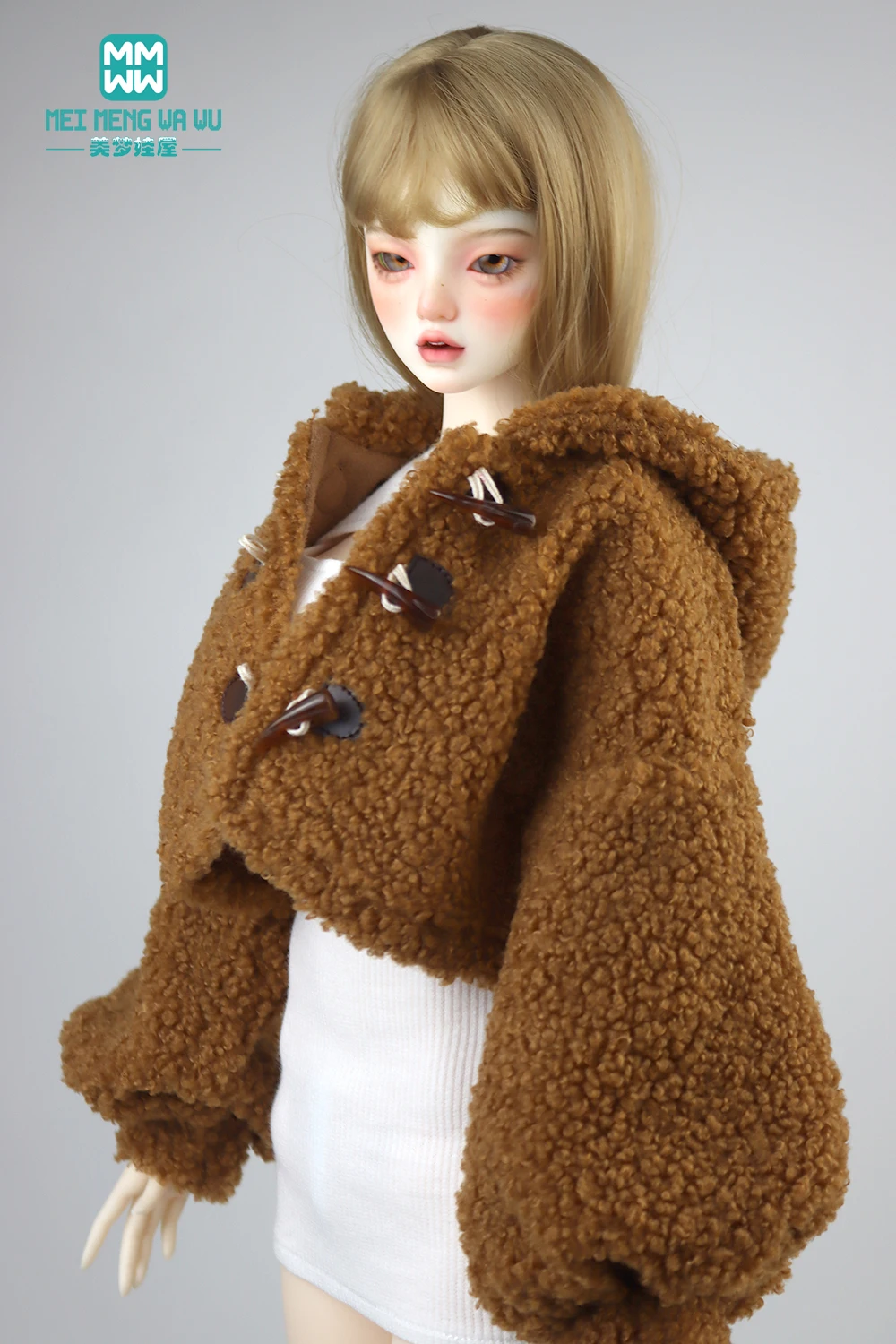 

Clothes for doll Fashion Plush Jacket Brown, Light Gold, Pink fits 58-60cm 1/3 BJD SD DD Spherical joint Doll accessories