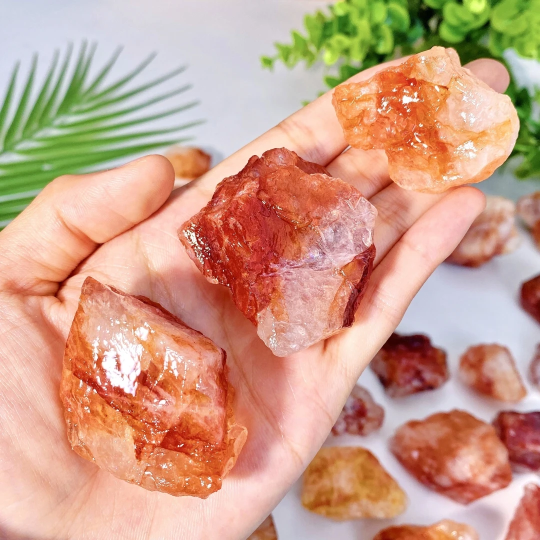 40g/120g/240g Natural Red Glueflower Rough Stone, Red Hematoid Fire Quartz Raw Stone, Diffuser Stone, Home Decoration Gift