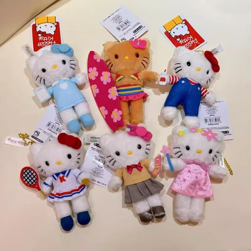

Hello Kitty Long Leg Plush Toy Keychain Black Skin Kt Cat Soft Stuffed Doll Pendant Car Key Ring Backpack Bag Decor Gift