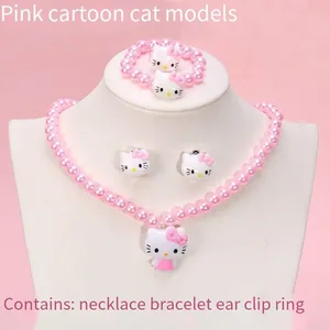 Hello Kitty Cartoon Haircips und Ring -Set für Kinder, Kawaii -Haarschnitte, Herzspielzeugzubehör, Geburtstagsmädchen für Mädchen Sanrio, 4PC Sep 8 Hauptverkaufskette 3 Kinder - №4