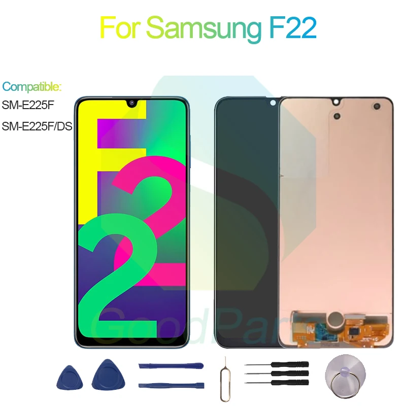 

Для Samsung F22 ЖК-дисплей экран 6,4 дюйма SM-E225F, SM-E225FDS F22 сенсорный дигитайзер в сборе Замена