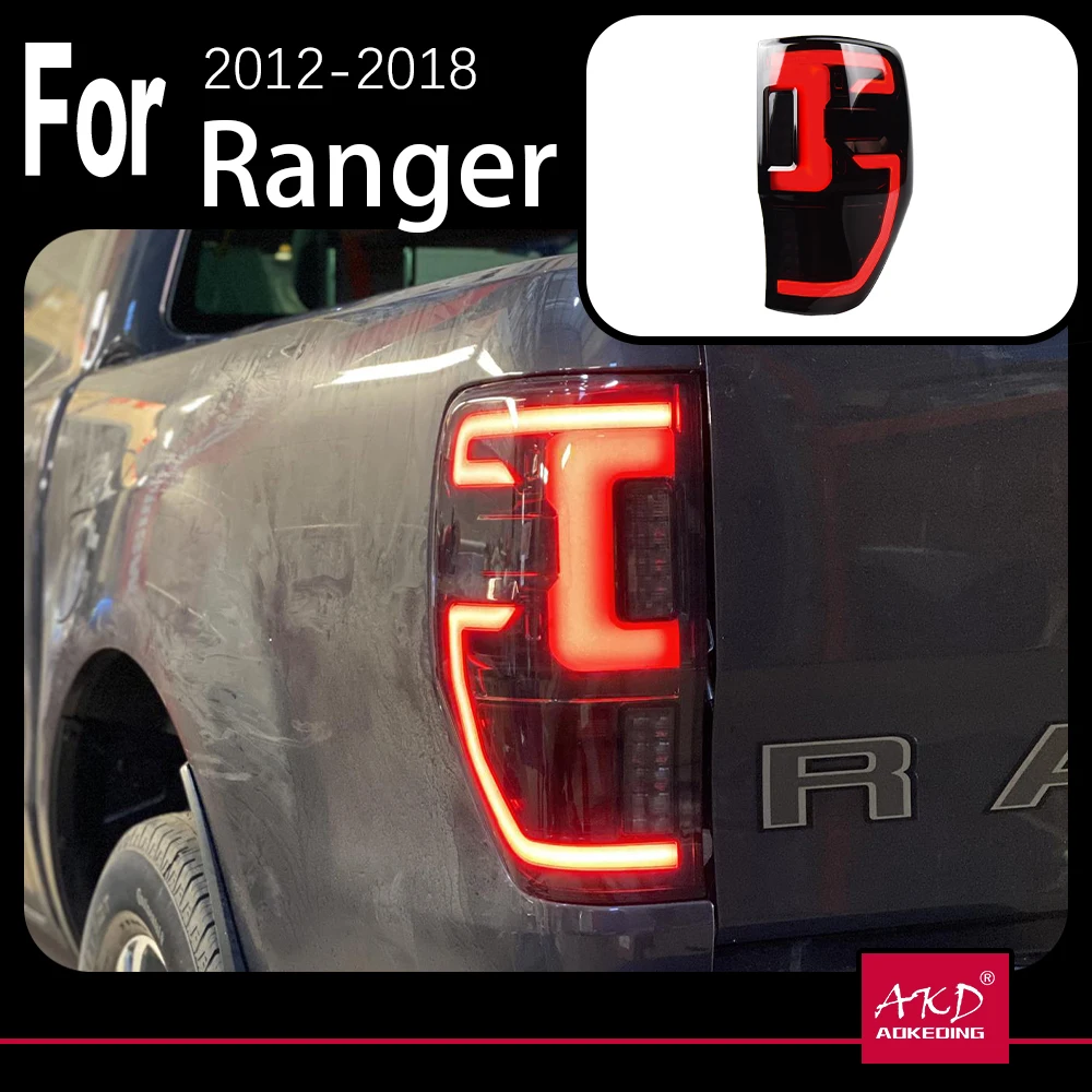 AKD Car Model for Ford Ranger Tail Lights 2012-2018 Ranger T8 T6 Tail Lamp LED Tail Light DRL Brake Reverse auto Accessories