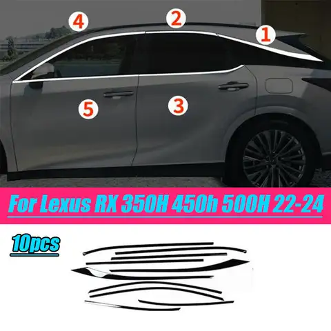 För Lexus RX 350H 450h 500H 22-24 Svarta biltillbehör fönsterlister 10 st 10 best sales Lexus RX 500h - №6