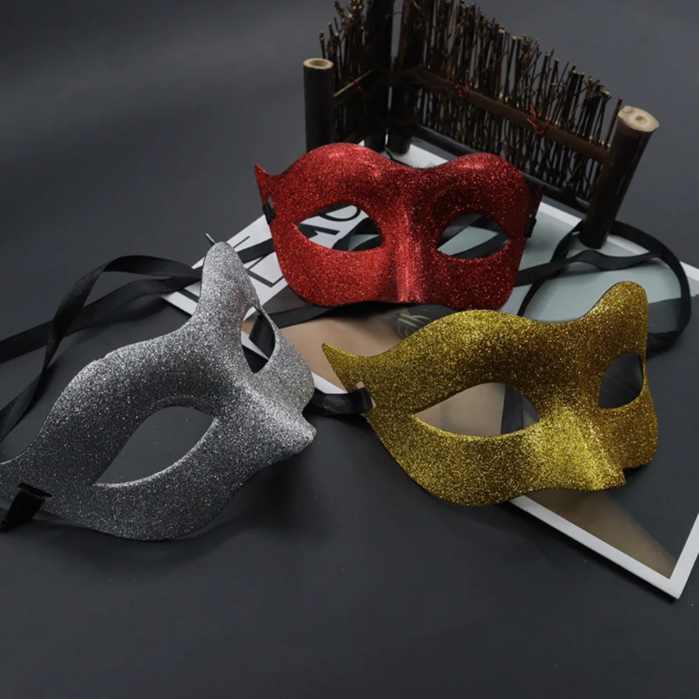 Damen Vintage Kunststoff Halb gesicht Maskerade Maske gefrostet Glitter Halb gesichts maske für Urlaub Party Rollenspiel Requisiten