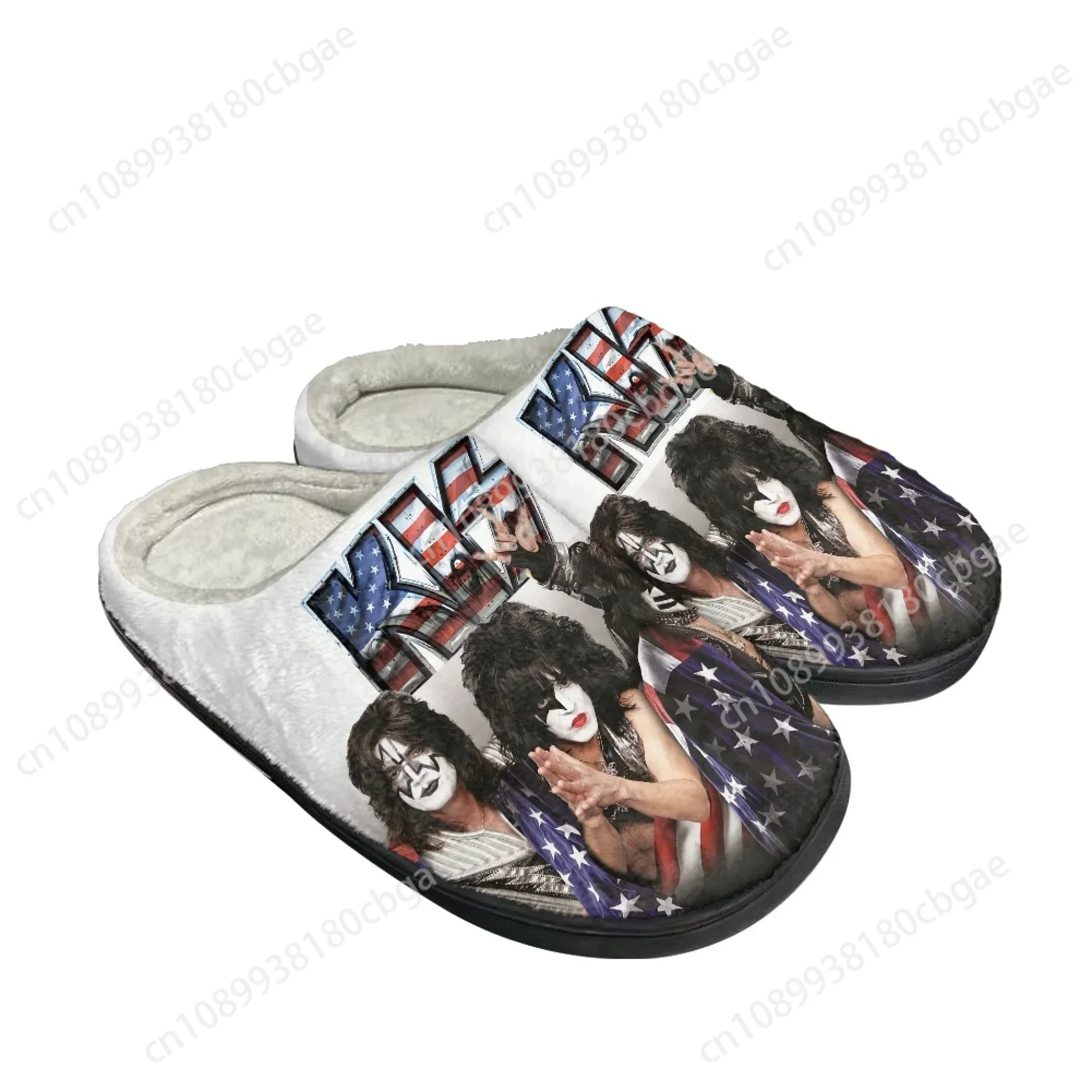 

Heavy Metal Kiss Rock Band Home Cotton Custom Slippers Womens Mens Sandals Plush Casual Keep Warm Shoes Couple Thermal Slipper