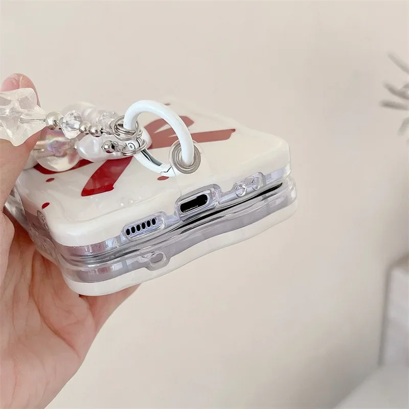 Rode Polka Dot Boog Telefoonhoes Voor Samsung Galaxy Z Flip 6 5 4 3 Beschermhoes Voor Zflip4 Zflip5 Zflip6 Hoesje
