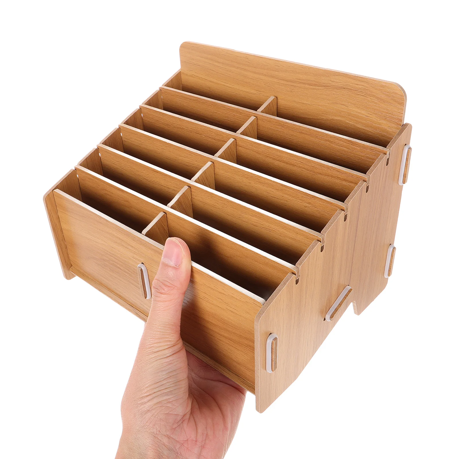 

Wooden Desktop Storage Holder For Tickets Delivery Notes Compartment Organizer Container