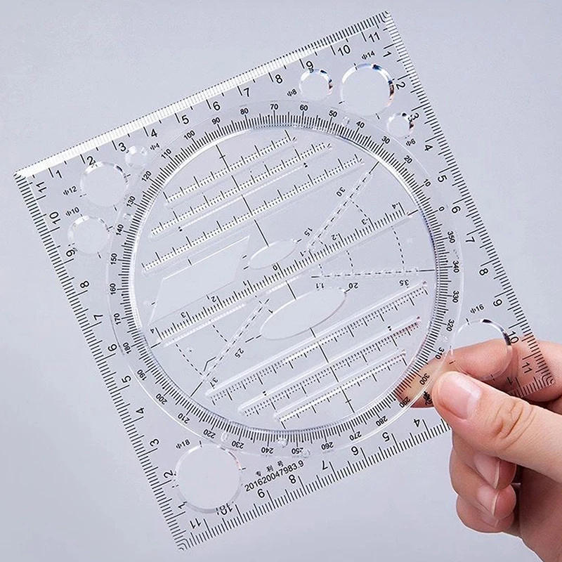 描画、アートデザイン、幾何学、幾何学、円、測定、定規のためのカワイイ多機能定規