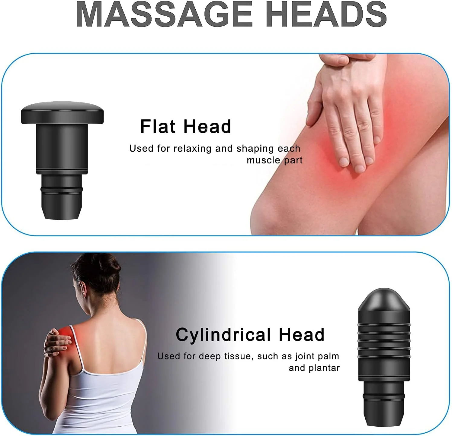 Massage Gun Heads Replaceable Massager Gun Attachment 8 Different Muscle Massage Gun Replacement Head fits 18mm Outer Diameter