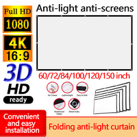 Simple Projector Curtain Home Theater Office 16:9 HD Display Projection Screen 60 72 84 100 120 150 Inches Projection Screens