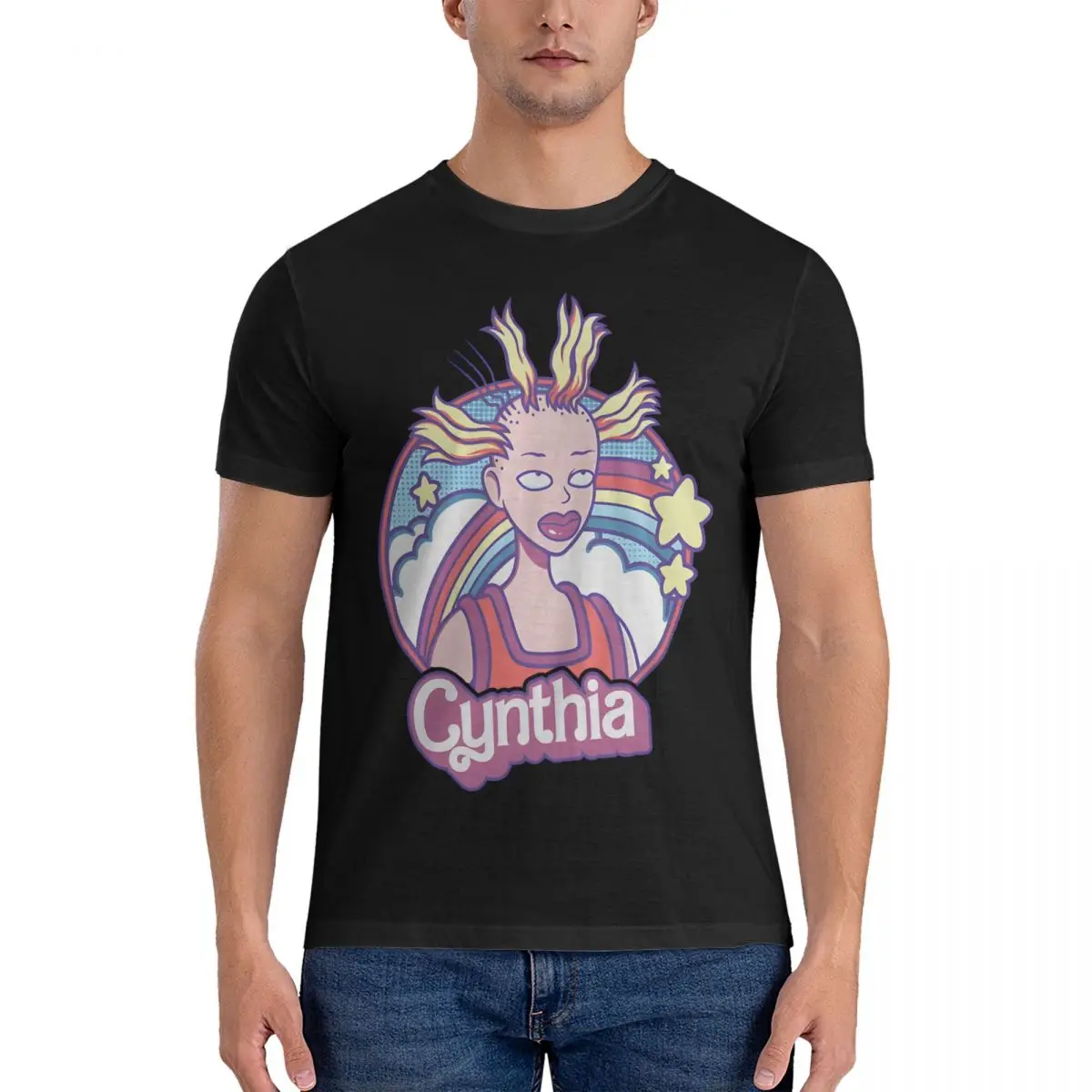 Funny Cynthia Doll T-Shirts for Men Crewneck Cotton T Shirts Rugrat Short Sleeve Tee Shirt 4XL 5XL Clothing