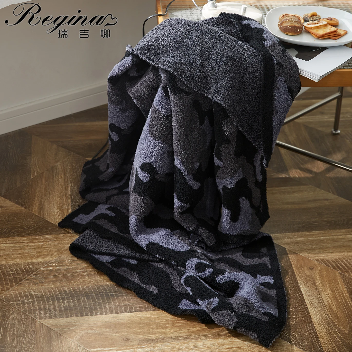 

Regina Camouflage Knitted Throw Blanket Cozy Microfiber Delicate Crochet Wearable Fluffy Office Sofa Bed Fleece Plaid Blankets