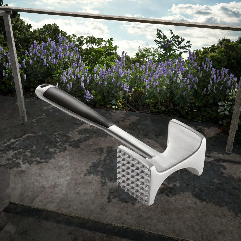Double-sided heavy-duty aluminum, eco-friendly meat tenderizer with comfortable steak and poultry handles