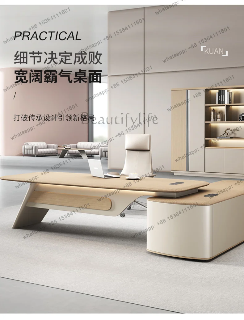Reception Modern Office Desk Storage Wooden Lshaped Aesthetic Office Desk Nordic Design Escritorio Oficina Commercial Furniture