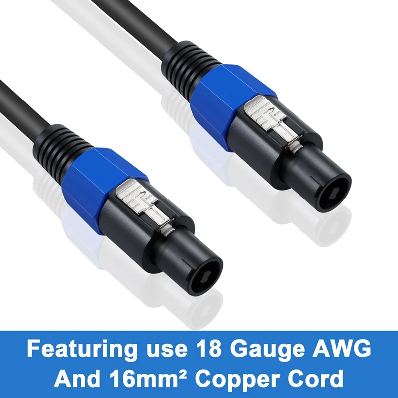 DJ 스피커 및 앰프용 트위스트 잠금 장치가 있는 Speakon 케이블, 전문가용 18 게이지 오디오 코드, 6Ft
