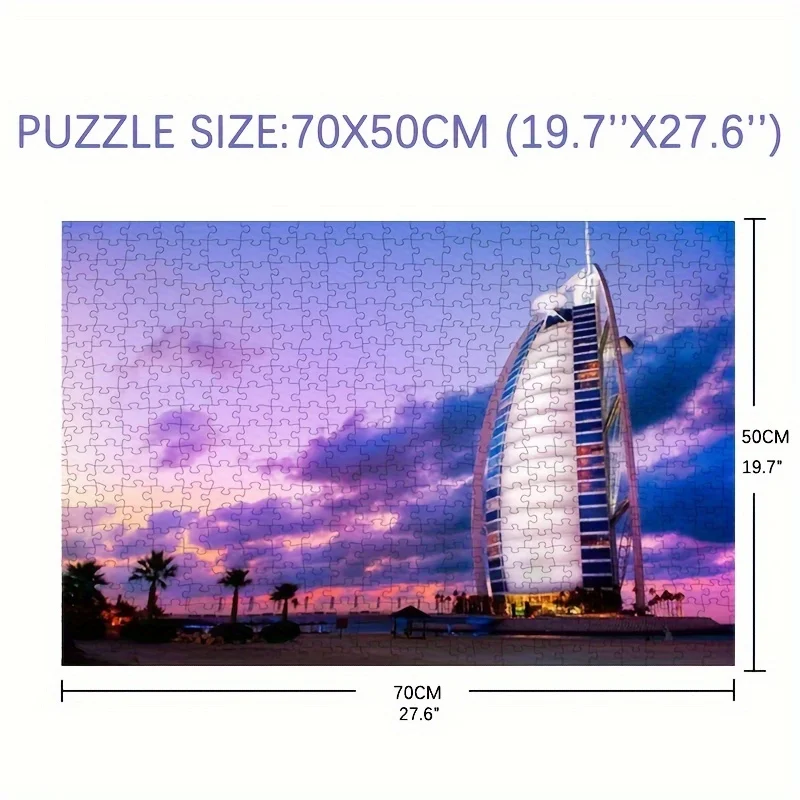 70*50 cm Erwachsene 1000 stücke Schwierig Puzzle Burj Al Arabischen Hotel Berühmte Landschaft Stress Reduzierung Spielzeug Dekorative Gemälde 14 +