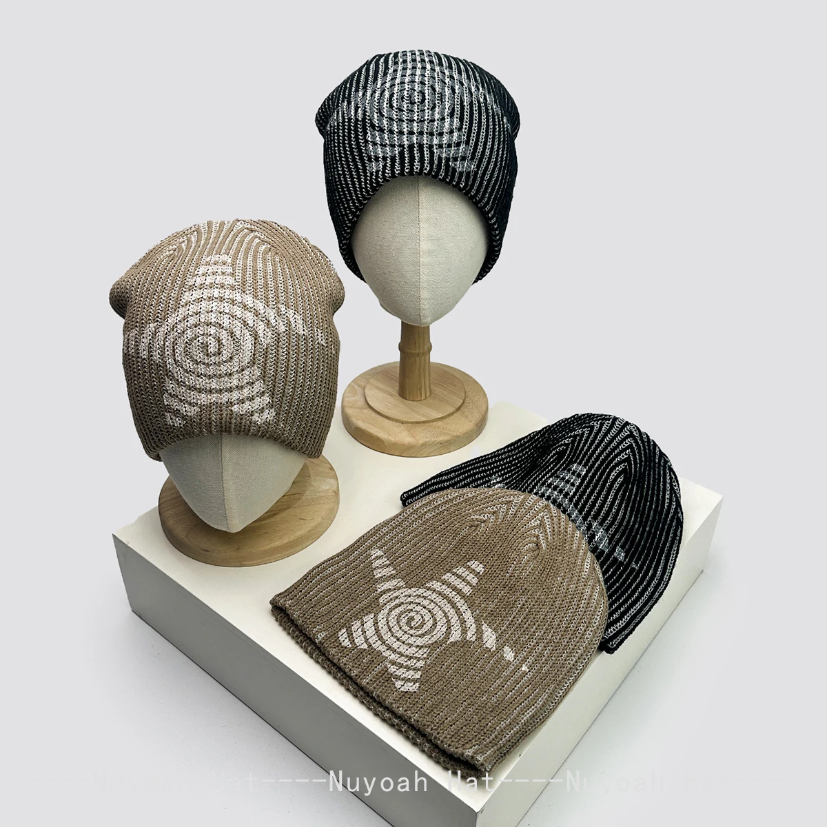 

New Men Women Korean Street Graffiti Vortex Pentagram Knitted Hats Stripe Warm Personal Fashion Beanies Versatile Hip-hop ins