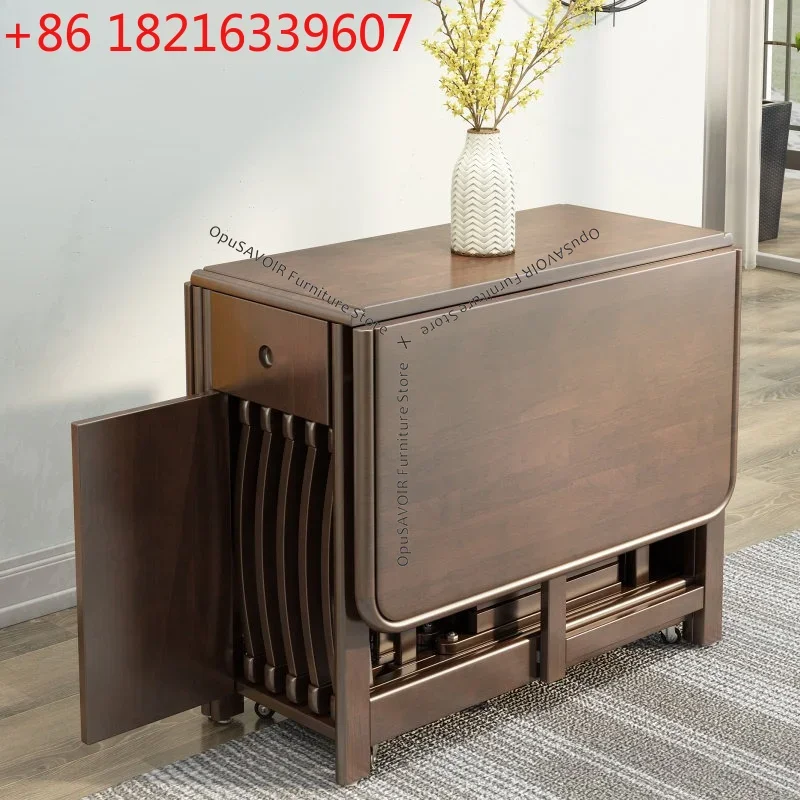 YAO Scandinavian Multi-Functional Folding Dining Set: Solid Wood Expandable Table with Chairs, Compact for Apartments Furniture