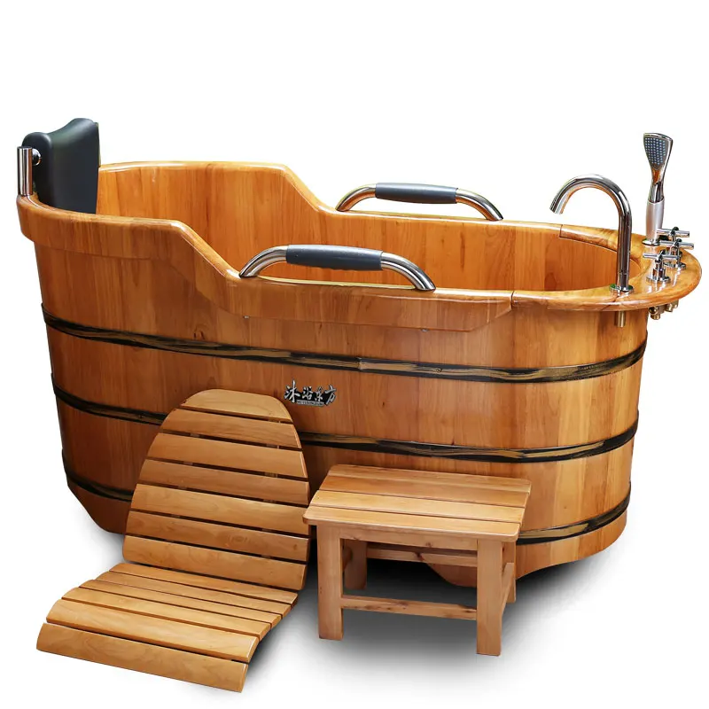 Eimer für Erwachsene, Holzeimer, Badewanne mit Wasserhahn, Holzeimer