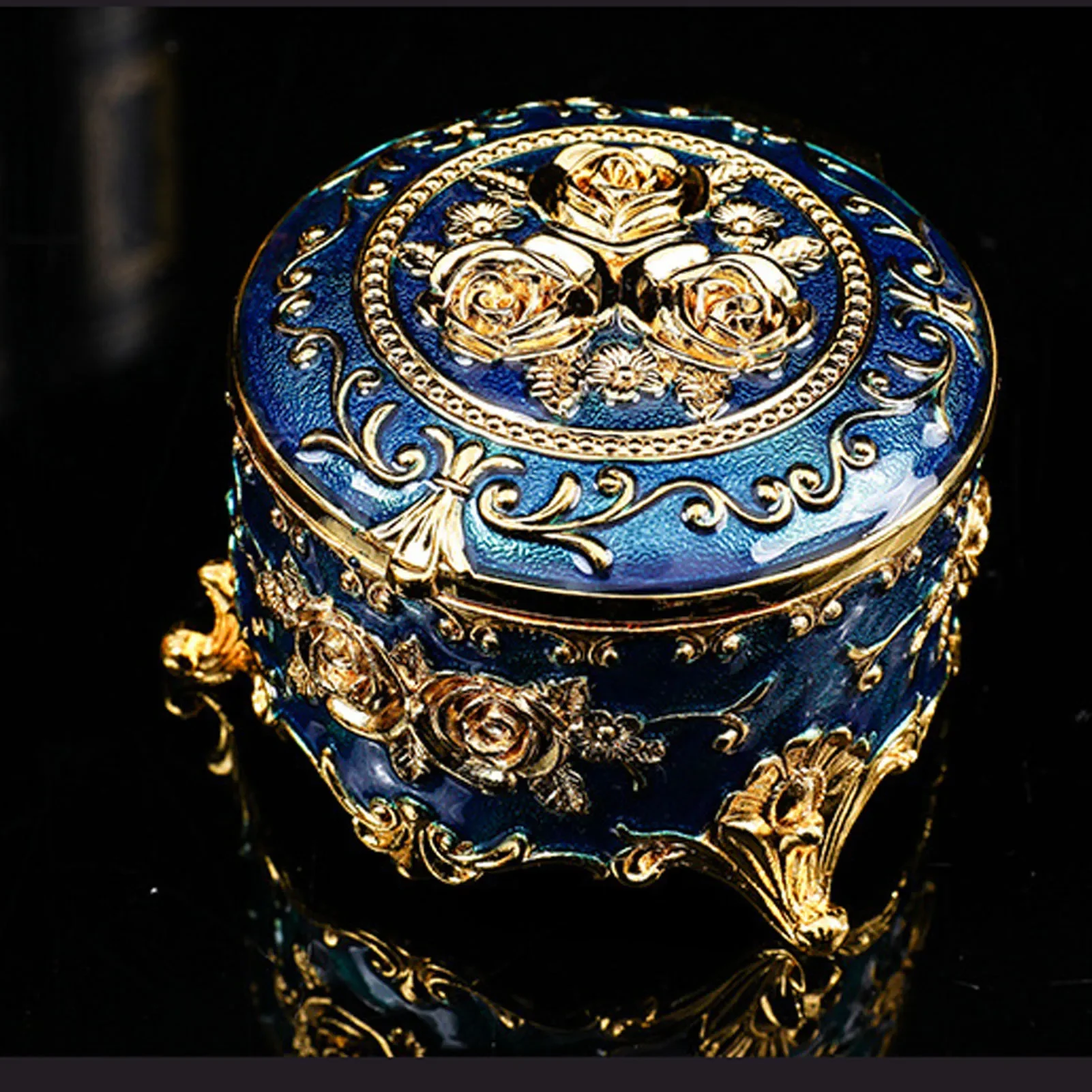 European Style Vintage Metal Jewelry Box Square Decorative Trinket Jewelry Storage Box For Earrings Necklaces