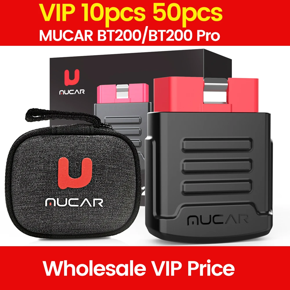 VIP 10-100 Pieces MUCAR BT200/BT200 Pro OBD2 Diagnostic Tool Full System Diagnose Bluetooth OBD2 Code Reader Scanner for All Car