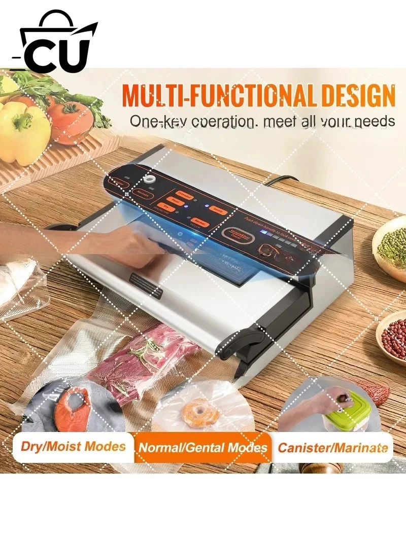 Commercial Vacuum Sealer Machine Multifunction Automatic Food Packaging with Bag Roll Storage Cutter for Home Kitchen