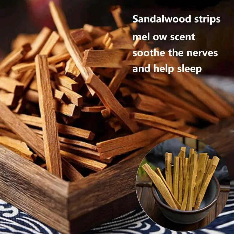 25/50/100g Natural Sandalwood Sticks Fragrance Wooden Smudging Strips DIY Purification Meditation Stress Relief Aromatherapy