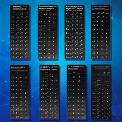 Durable Russian/French/Spanish/Japanese/German/Arabic/Korean/Italian Keyboard Language Sticker Black White Waterproof