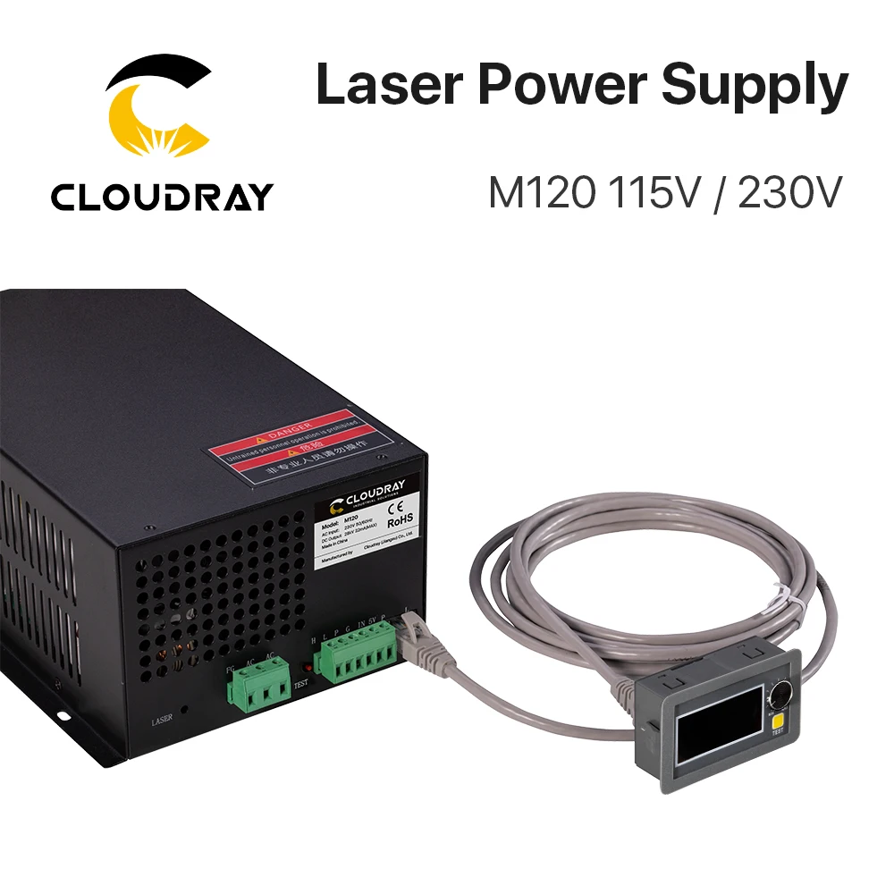 Imagem -02 - Cloudray 120w Fonte de Alimentação do Laser M120 115 230v com Tela Exibição para Co2 Tubo do Laser Máquina Corte Fonte