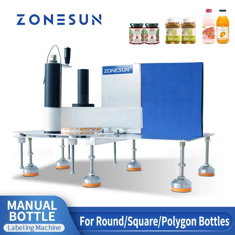 ZONESUN ZS-TB3 Manual Bottle Labeling Machine for Plastic/Glass/Round/Square/Hexagon Jar Container Sticker Applicator Dispenser