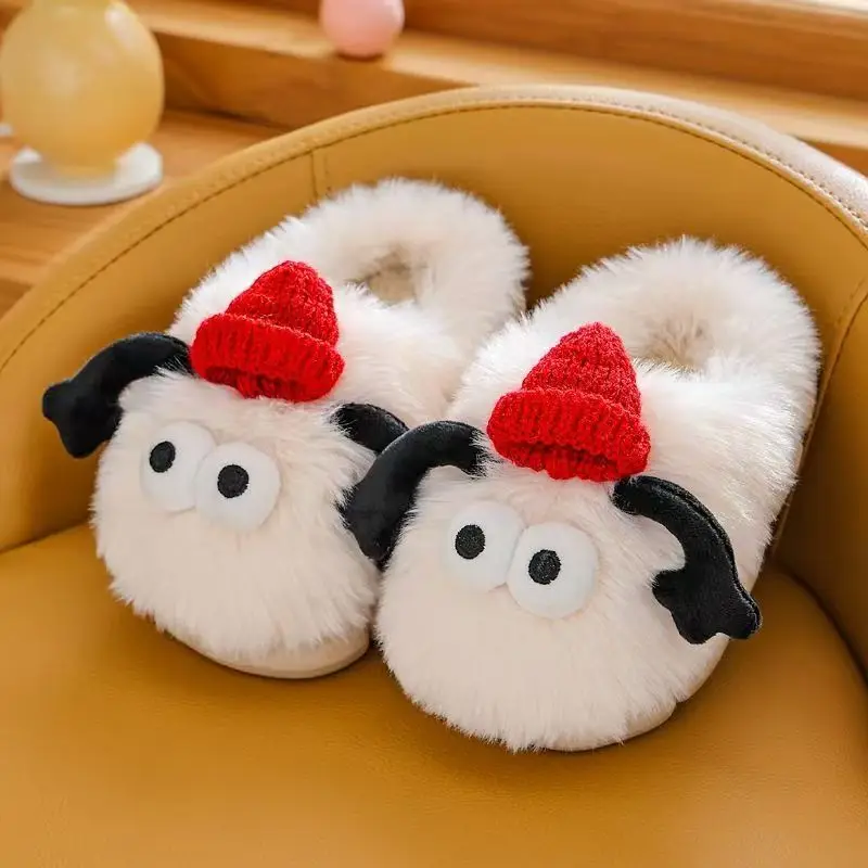 Kinder Cartoon Baotou Baumwolle Hausschuhe Winter Neue Mädchen Und Jungen Weiche sohle Nicht Slip Plüsch Warm Halten Hause Schöne Flauschige Hausschuhe