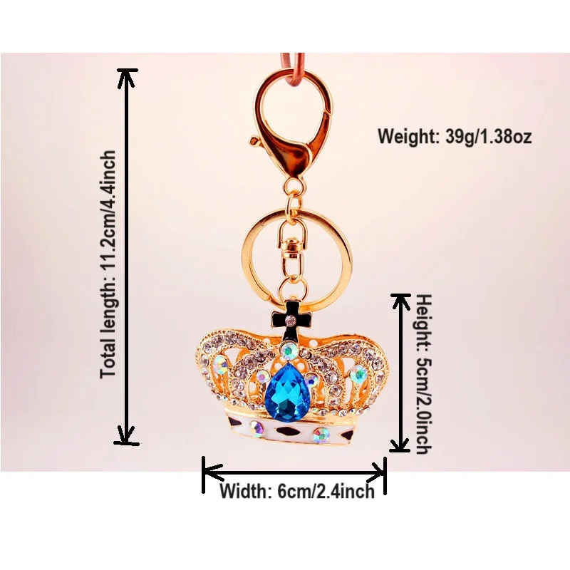 Sparkling crown-shaped rhinestone pendant keychain decoration