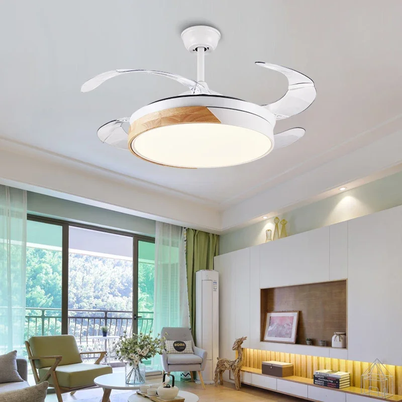 NewNordic Bedroom Decor Led Living Room Ceiling Fan Light Lamp Restaurant Dining Room Ceiling Fans With Lights Remote Control