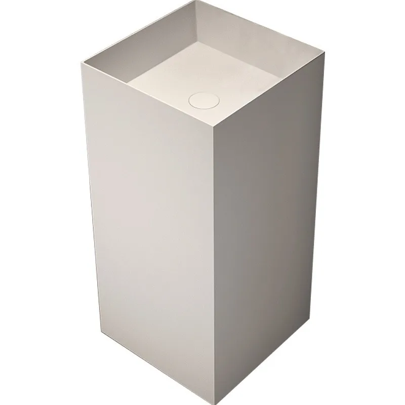 Square artificial stone wash basin Floor-to-ceiling small apartment light luxury pillar basin Washbasin