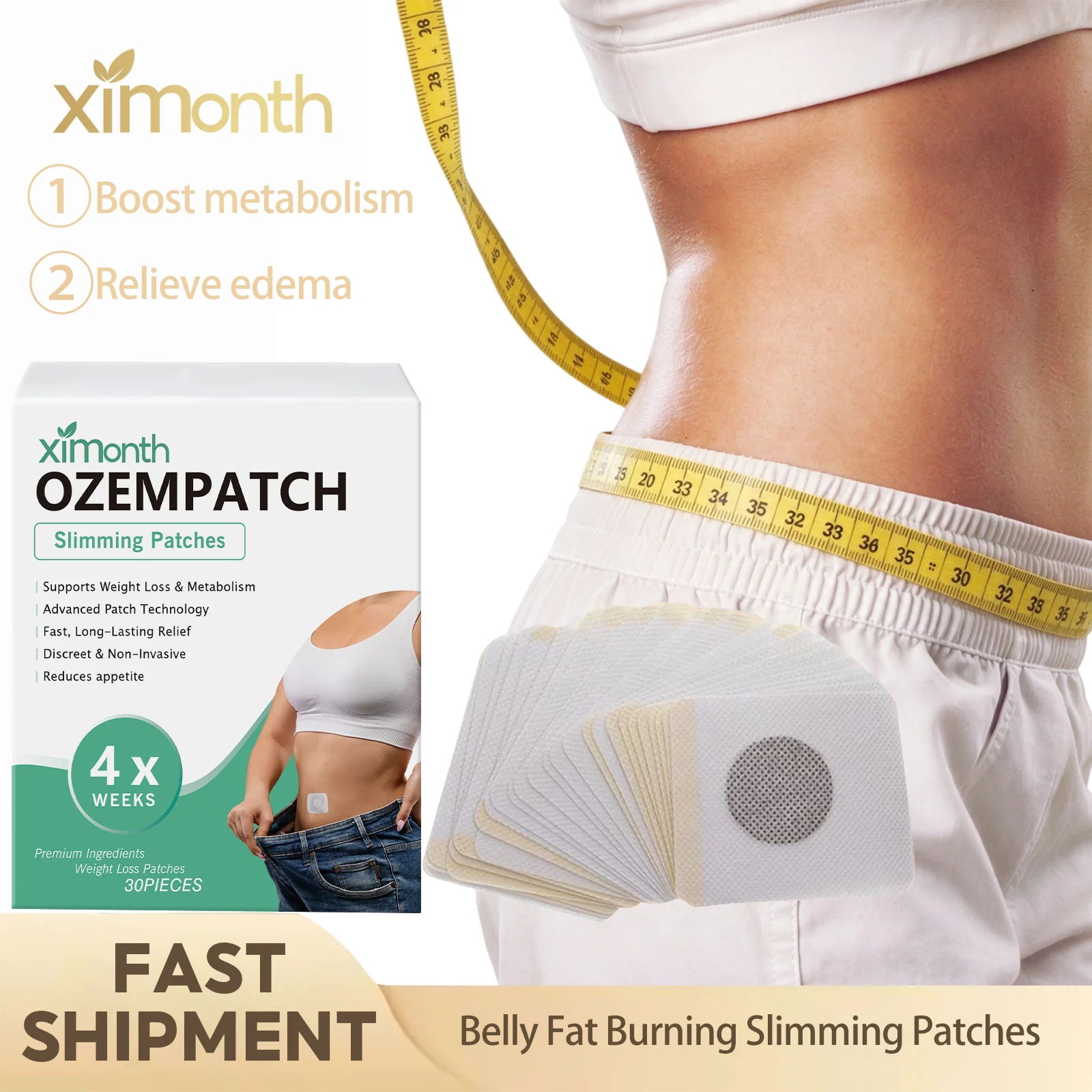 Belly Fat Burning Slimming Patches Dispel Dampness Boost Body Metabolism Help Reduce Edema Support Digestive Health Comfort