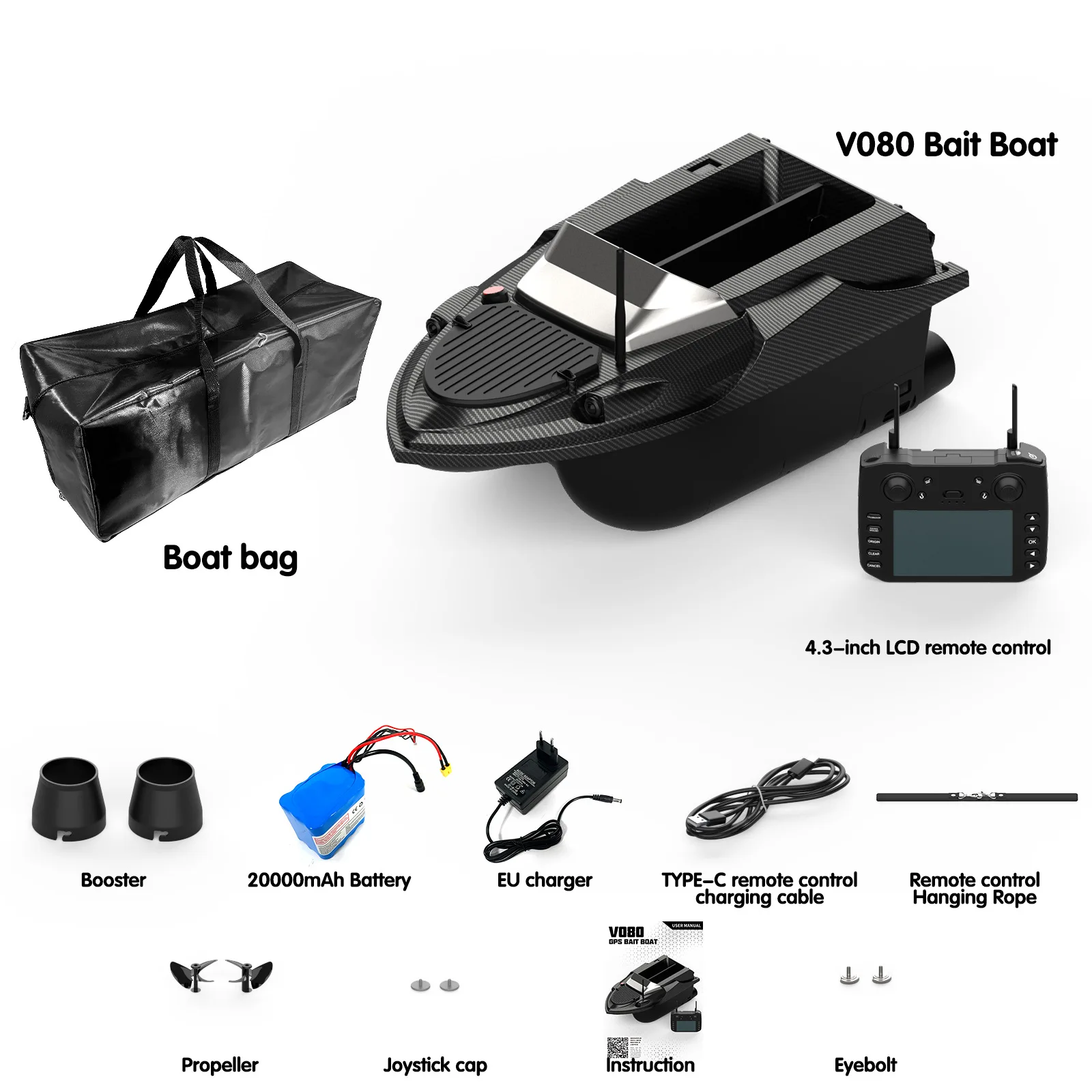 V080 عالية التقنية 12 فولت RC قارب طعم صيد من البلاستيك المتين مع نظام تحديد المواقع والسونار صياد السمك المعدات البحرية الأساسية #6