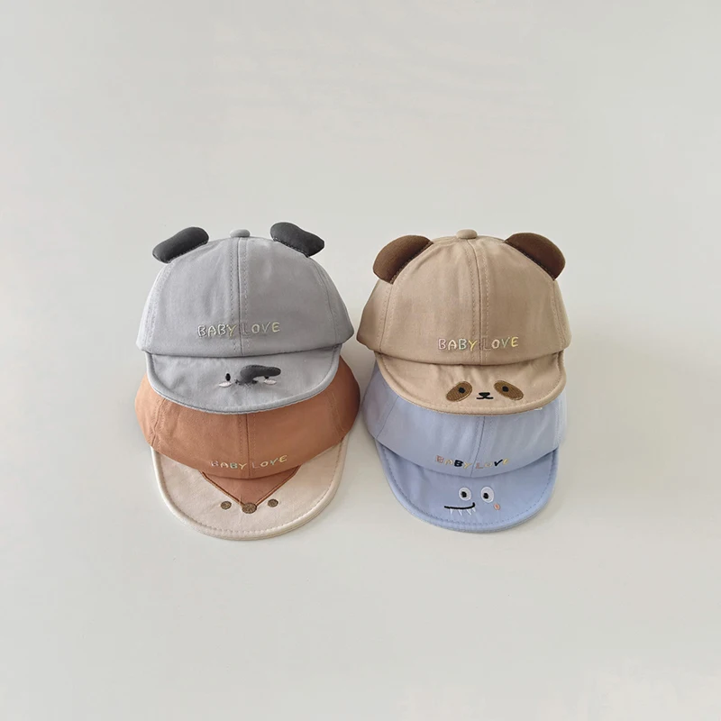 

Милая детская кепка с животными, весенне-летняя бейсболка для младенцев, однотонная, с мультяшным рисунком, с мягким козырьком, для мальчиков и девочек